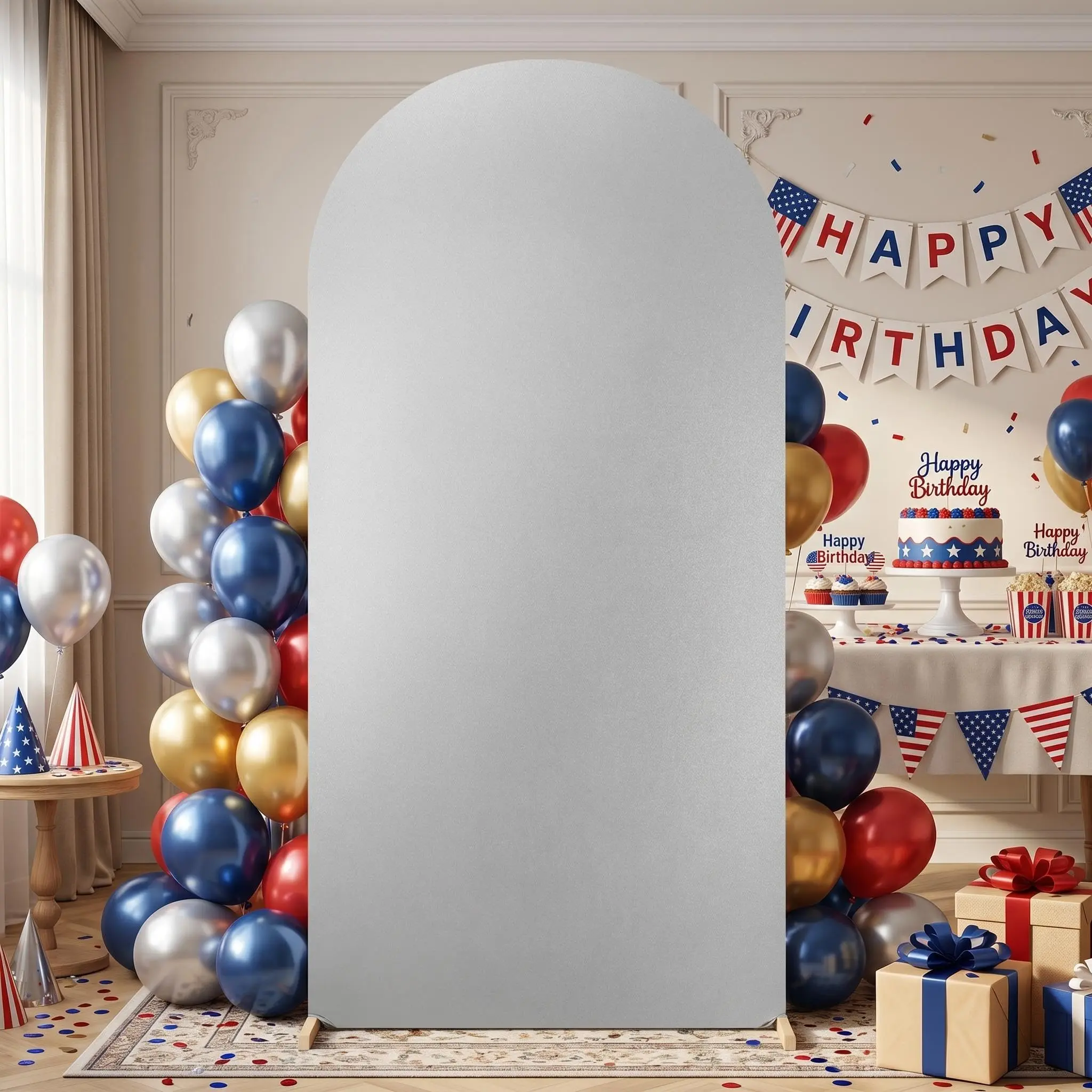 GARVEE 6FT Stretchy Spandex Cloth Wedding Arch Backdrop Cover - Glitter Round Top Chiara Covering, Props Set for Bridal Shower, Photography Decoration (Camera Accessory)