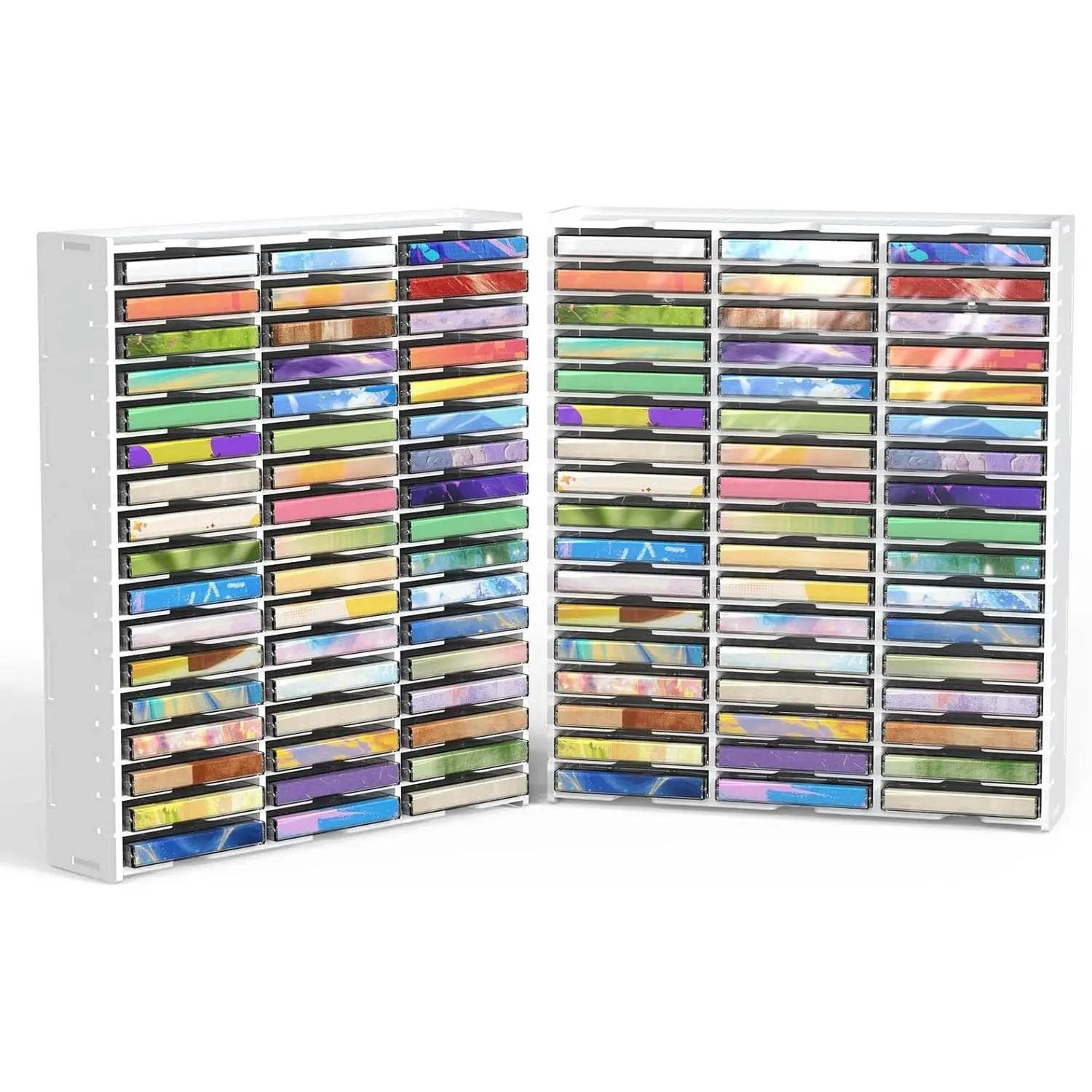 Cassette Tape Storage, 2PCS Cassette Tape Storage 51 Slot Cassette Tape Storages Desktop Rack Audio Tape Organizer All 102 Slot Wall-Mounted Cassette Holder-White