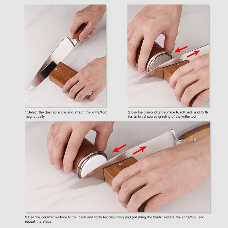 Manual Wooden Knife Sharpener, 2 Counts/set Knife Sharpening Tool, Grinding Disc Replacement, Household Home Kitchenware Accessories