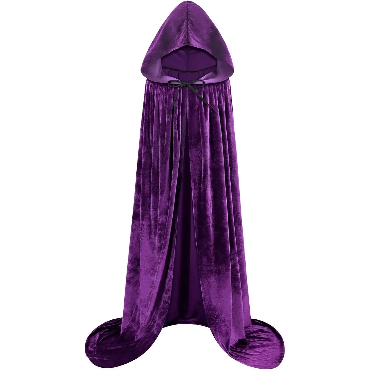 Velvet Hooded Cloak Cape Halloween Costume for Women Men Witch Vampire Wizard Robe Cosplay(Gift)