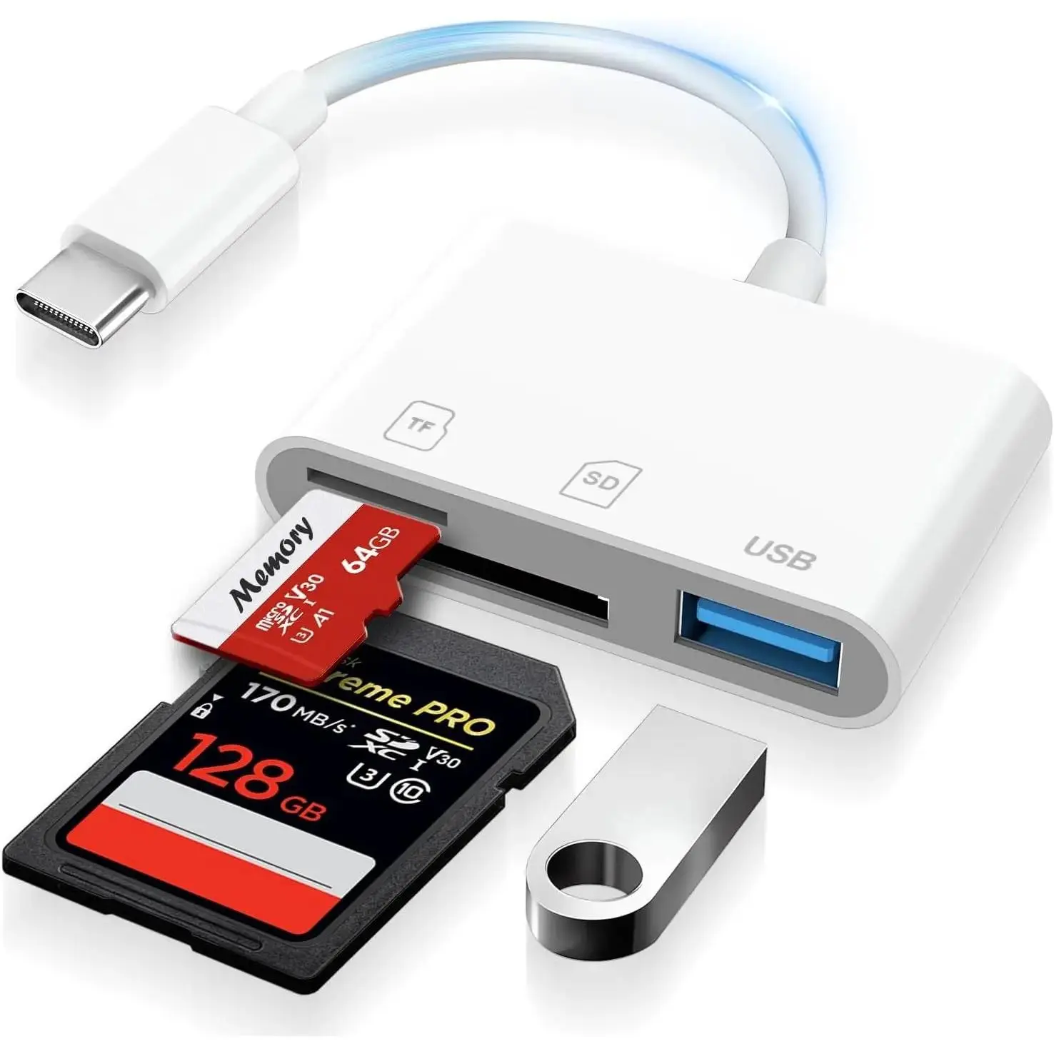 Super Multi-function Port USB 3.0 Type C High-Speed 3-in-1 USB C to USB Camera SD Card Reader Adapter