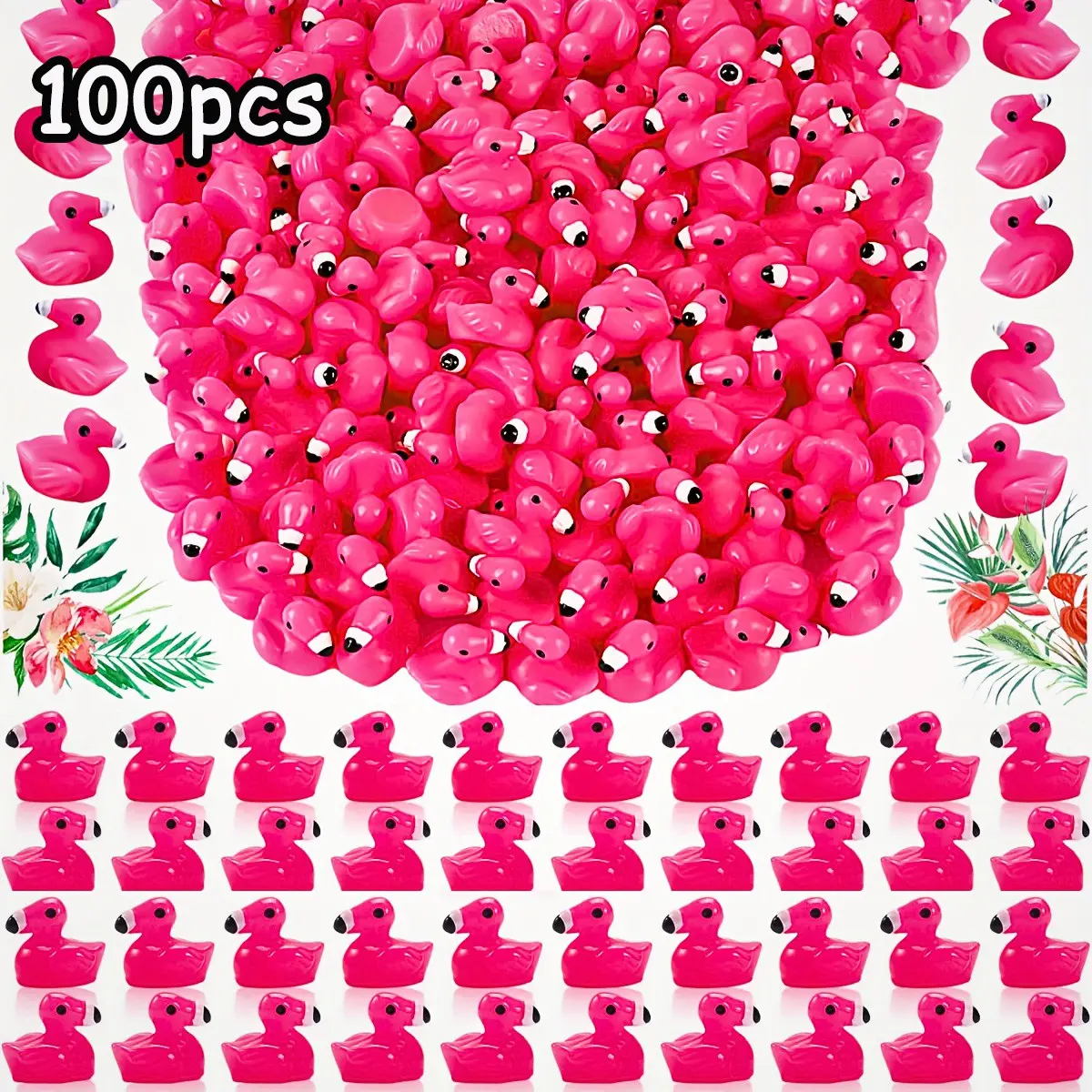 100 Resin Flamingo Figurines, Miniature Garden Decor, Decorative Garden Sculptures, Garden Accessories, Bonsai Decoration, Holiday Party Supplies, Birthday Scene Decorations, Statue, Display