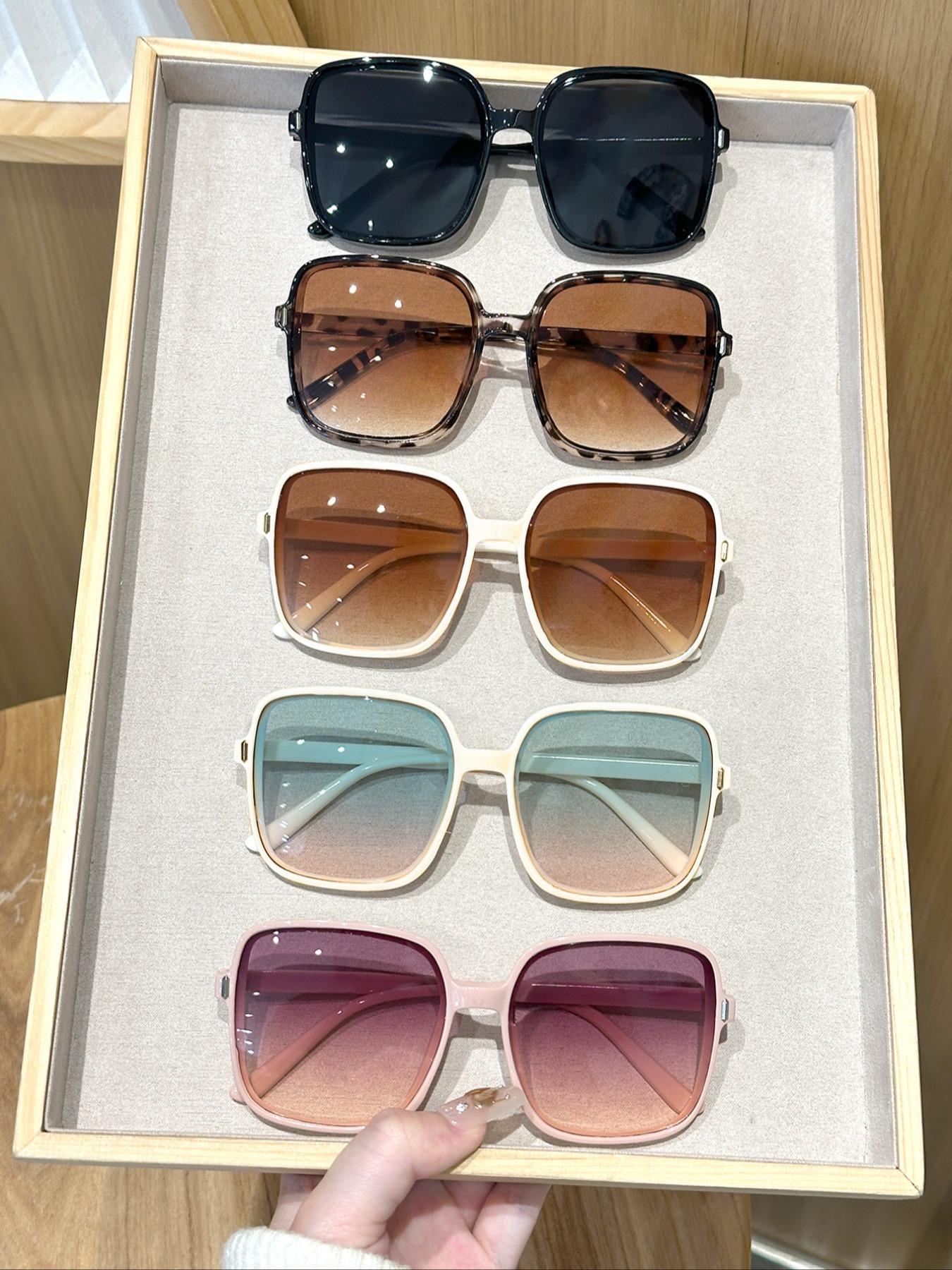 Unisex Stylish Large Square Frame Glasses, Trendy Casual UV400 Protection Tinted Lens Glasses for Everyday Use, Fashion Accessories for Outdoor Activities, Trendy Sunglasses, Sunglasses Frames