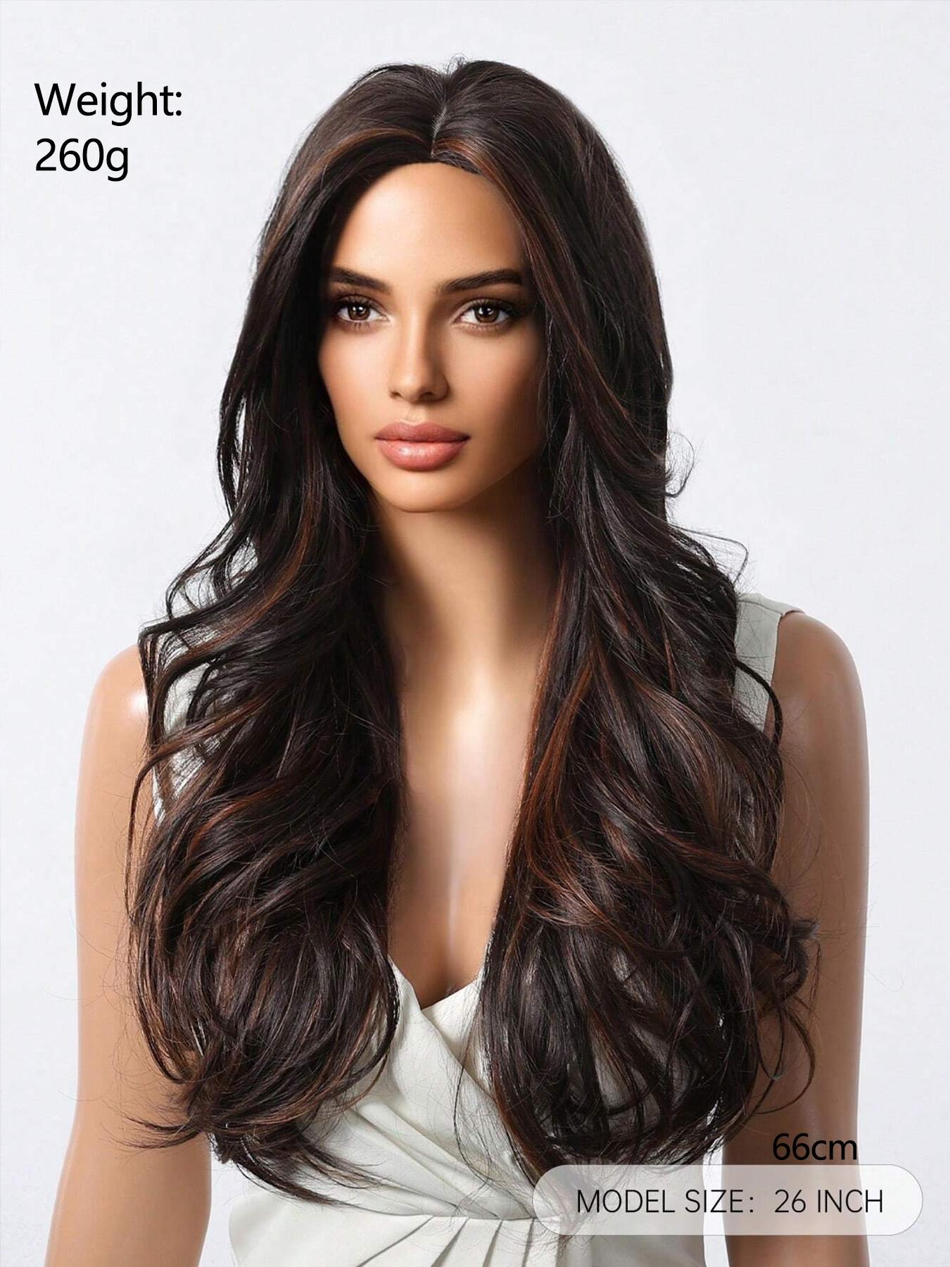 26 Inch Long Body Wavy Wigs for Women, Gorgeous Fluffy without Bangs, Synthetic Heat Resistant Wigs for Party, Daily Use, Natural Looking Wigs