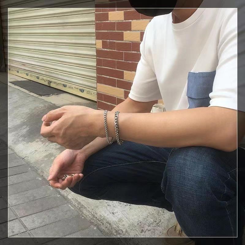 Cuban chain bracelet men's hip-hop high street accessories hiphop cold trendy cool titanium steel couple jewelry