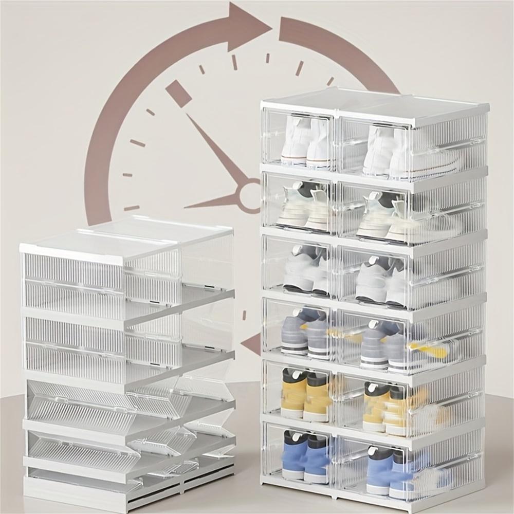 Dustproof Shoe Storage Box, 1 Piece Multi-layer Foldable Shoe Organizer, Sneakers Cabinet for Efficient Organization, Room Organizers, Stackable Shoe Storage, Closet Organizer System