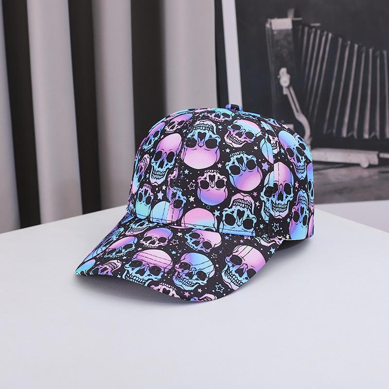 New cross-border Halloween baseball cap, outdoor casual sun hat for women, fashionable and versatile, popular printed duckbill cap
