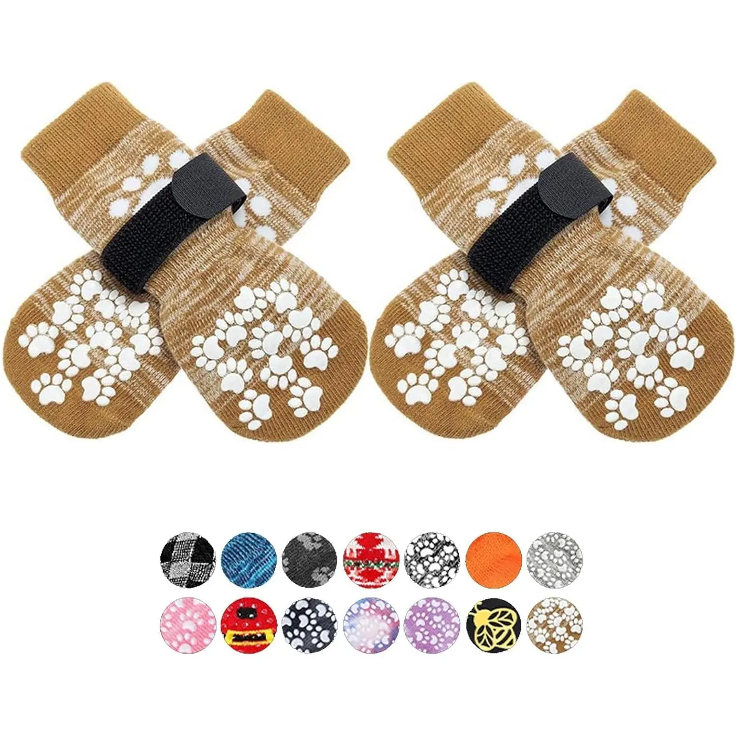 Anti Slip Dog Socks to Prevent Licking Paws, Dog Shoes for Hot Pavement, Dog Booties for Small Medium Large Senior Dogs, Traction Control Boots & Paw Protectors for Hardwood Floors