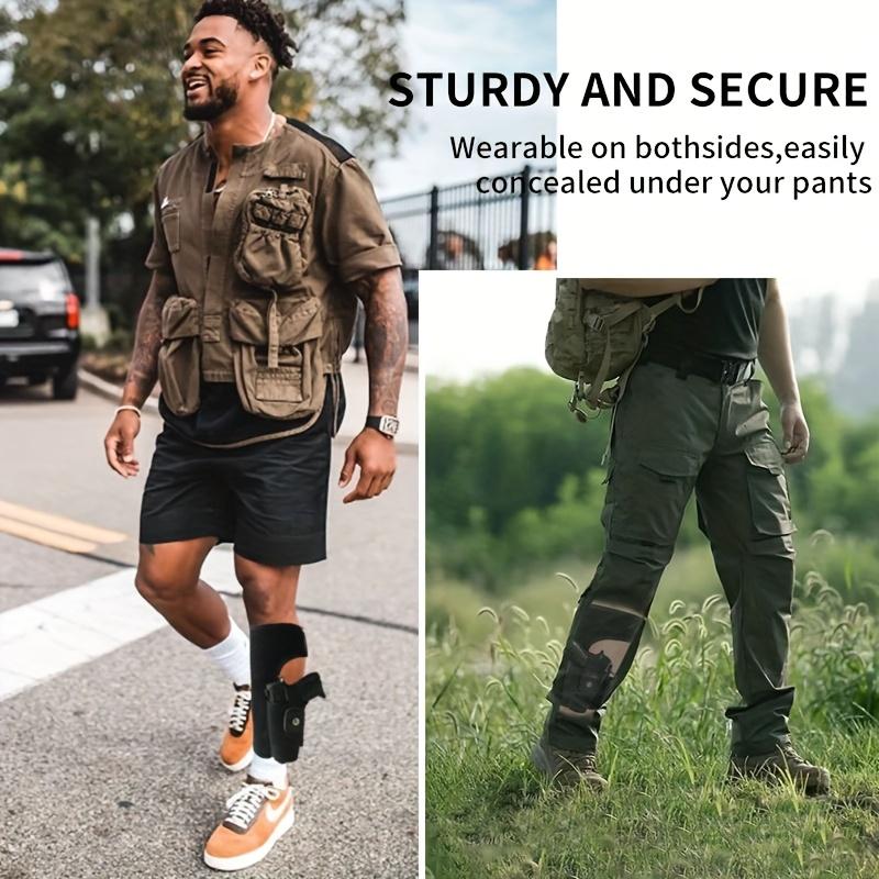 Concealed Ankle Pouch - Adjustable black polyester magazine pouch with hook and loop closure, suitable for pistols and handguns, ideal for hunting and outdoor adventures, concealed carry gear |   classic design |   adjustable shoulder strap, holster