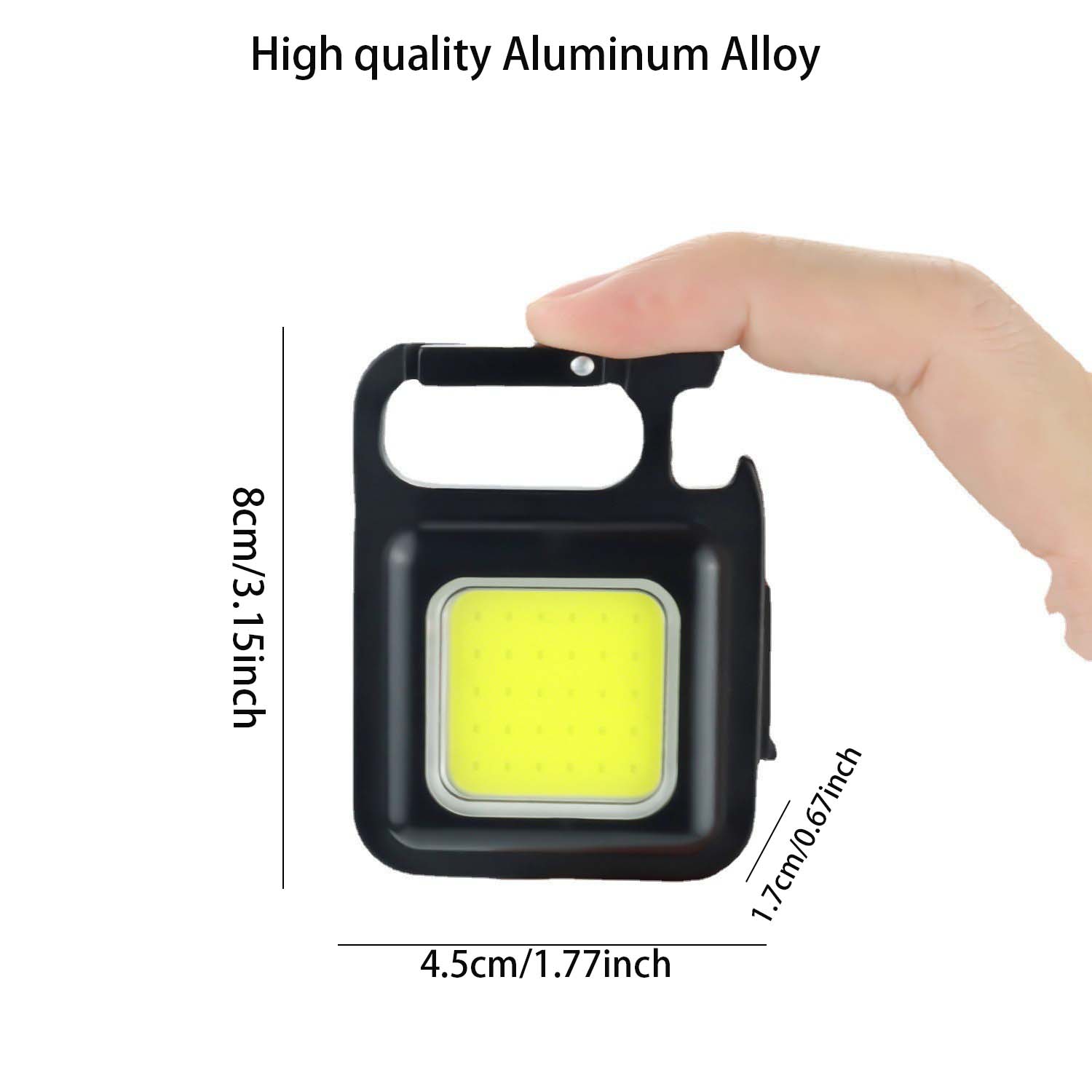 1 Piece Rechargeable Keychain Light, Mini Cob LED Flashlight, Aluminum Alloy Cob Work Light, Portable Pocket Light with Folding Bracket Bottle Opener