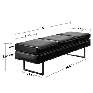 OmySalon Waiting Room Bench for Salon, 59.5'' Reception Bench Office Chair Seating, Faux Leather Guest Lobby Furniture Conference Room Chair for Beauty Barber Barbershop