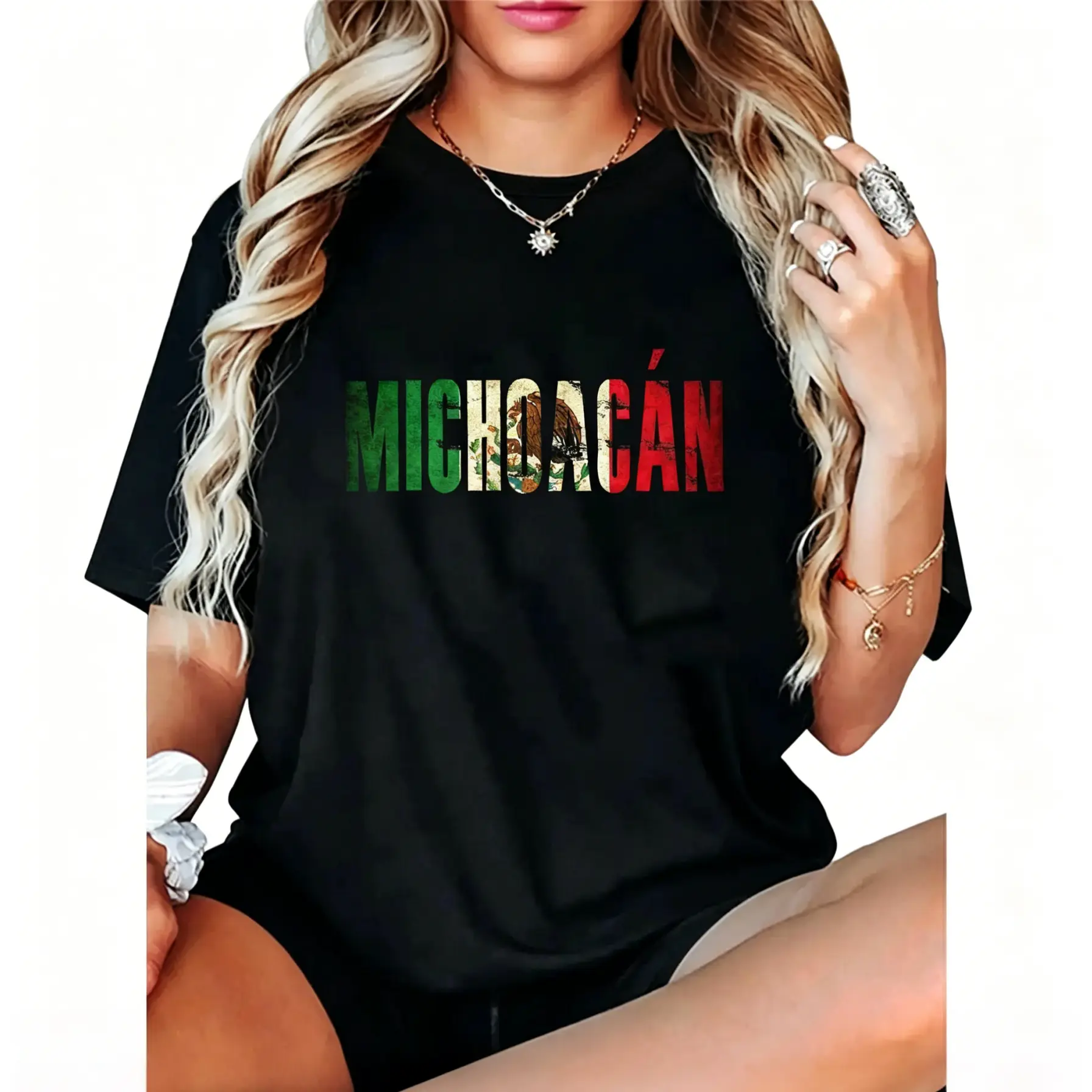 100% Cotton Unisex Michoacan Mexico Mexican Flag T-Shirt Casual Graphic Printed Tee......