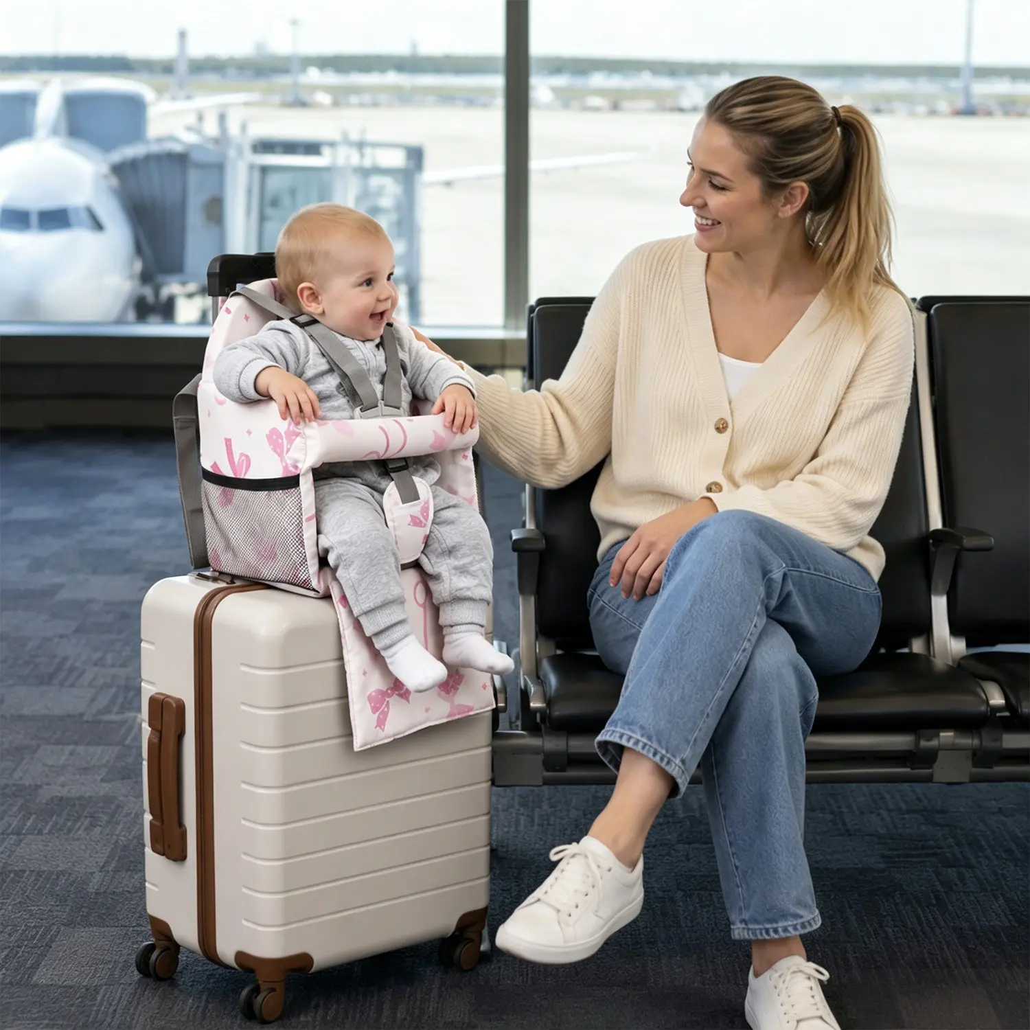 Portable Luggage Strap, Foldable Travel Seat Cushion, Convenient Luggage Accessories, Ideal for Airport Waiting Areas, Easy to Carry
