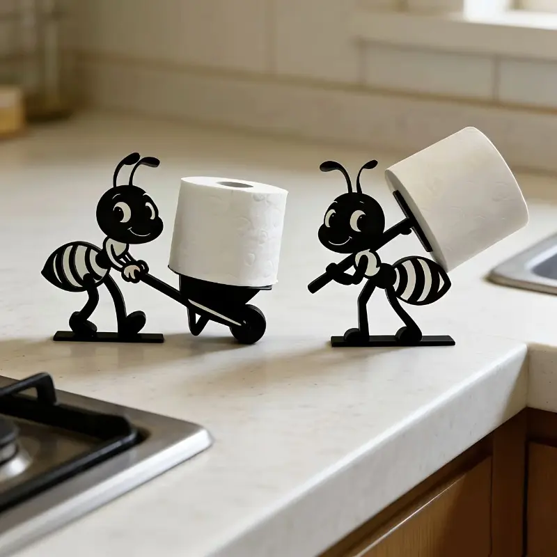 Funny Ant Shaped Tissue Holder Set, Novelty Decorative Paper Roll Storage Rack, Practical Multi-purpose Art Ornament For Bathroom Living Room Countertop Home Decor