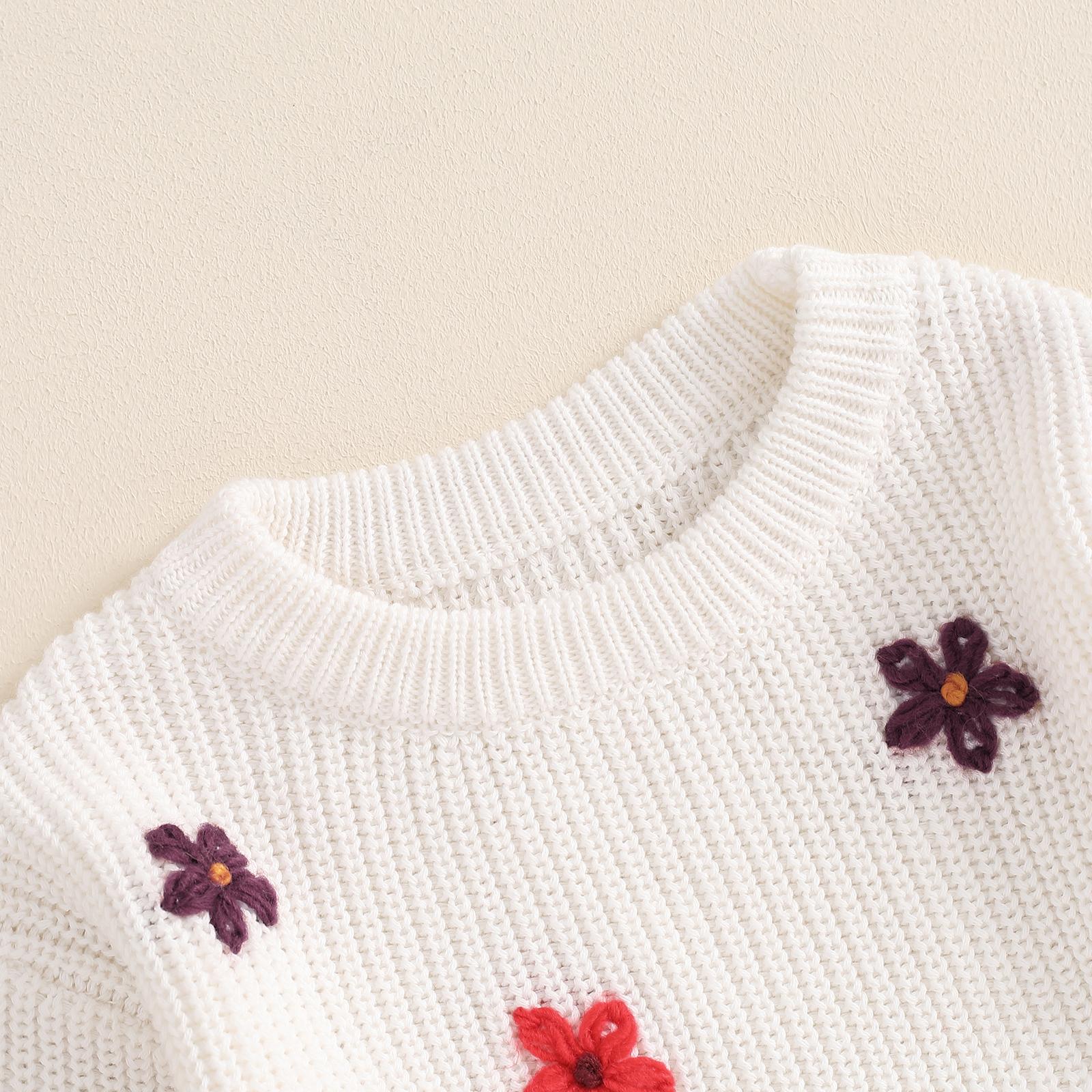 Toddler Baby Girl Knit Sweater Blouse Pullover Sweatshirt Flower Embroidery Warm Long Sleeve Tops 0-5 Years Toddler Baby Girl Knit Sweater Blouse Pullover Sweatshirt Flower Embroidery Warm Long Sleeve Tops 0-5 Years