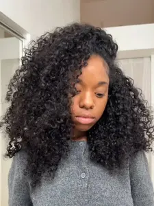 Half Wig Human Hair Curly Human Hair Wigs Flip Over 3 In 1 Half Wig Water Wave Afro Curly Headband Wigs For Women