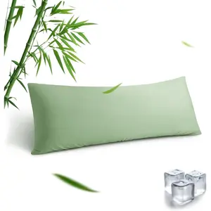 Body Pillowcase, Cooling Viscose from Bamboo Pillow Cover with Zipper Closure, Soft Moisture-Wicking for Hot Sleepers, Hair and Skin-Friendly, Green, 1 PackGift.