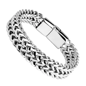 Unisex 21cm Stainless Steel Braided Fish Scale Alloy Bracelet