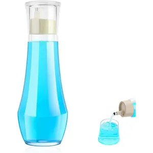 18ACTIVEKITTiyafuro Glass Mouthwash Dispenser for Bathroom, 8.8OZ Mouth Wash Container Bottle with Lid Cup, Small Clear Refillable Mouthwash Holder Decanter for Countertop, Multifunctional Glass Bottle