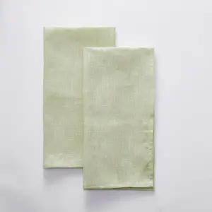 Pure Flax Linen Kitchen Hand Towels Set of 2 - Quick Dry Extra Soft 20 x 27 Inch  Dish Towels - Handcrafted with  Loop - (Green)