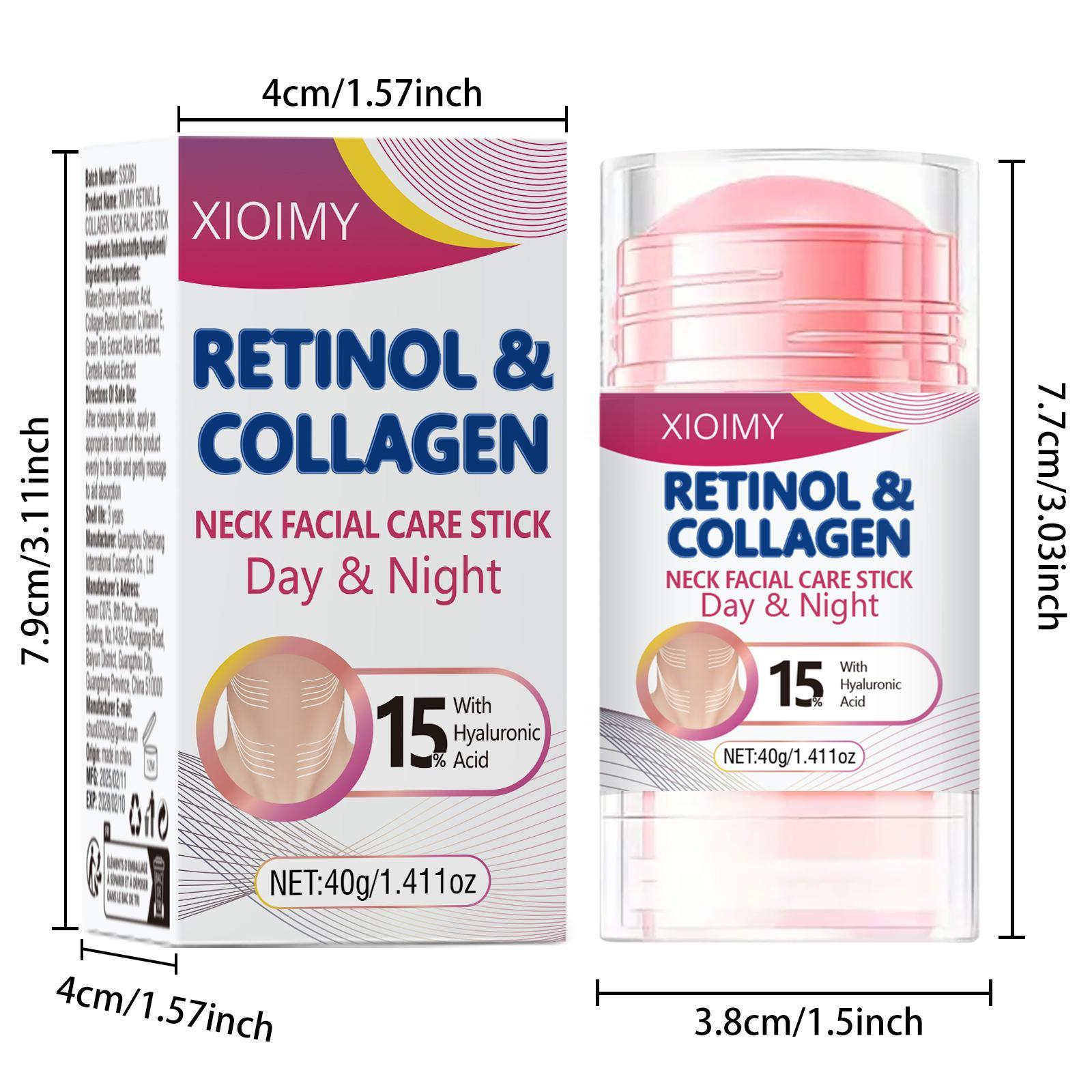 Retinol, Collagen & Hyaluronic Acid Neck Care Roller Stick, Moisturizing & Firming Neck Cream Stick, Night Neck Lifting Cream, Neck Skin Care Product for Women, Cosmetic Moisturizer