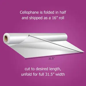 Cellophane Wrap 31.5 Inch Wide x 100 Ft Long, Thick Food Safe Cello Roll for Baskets Gifts Flowers Folds to 16 Inch Unfolds to 31.5 Inch