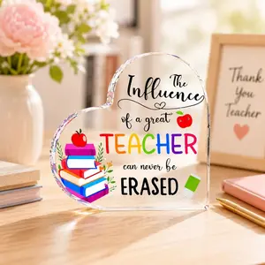 Acrylic Teacher Appreciation Keepsake Sign - Glossy Motivational Plaque, Erased-Design Decor, Waterproof Room Decor Gift for Teachers