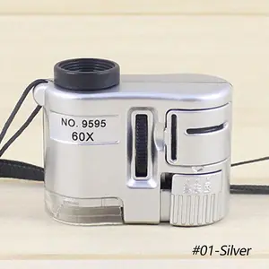 60X Handheld Magnifying Glass Mini Pocket Microscope Loupe Currency Detector Jeweler Magnifier With LED Light