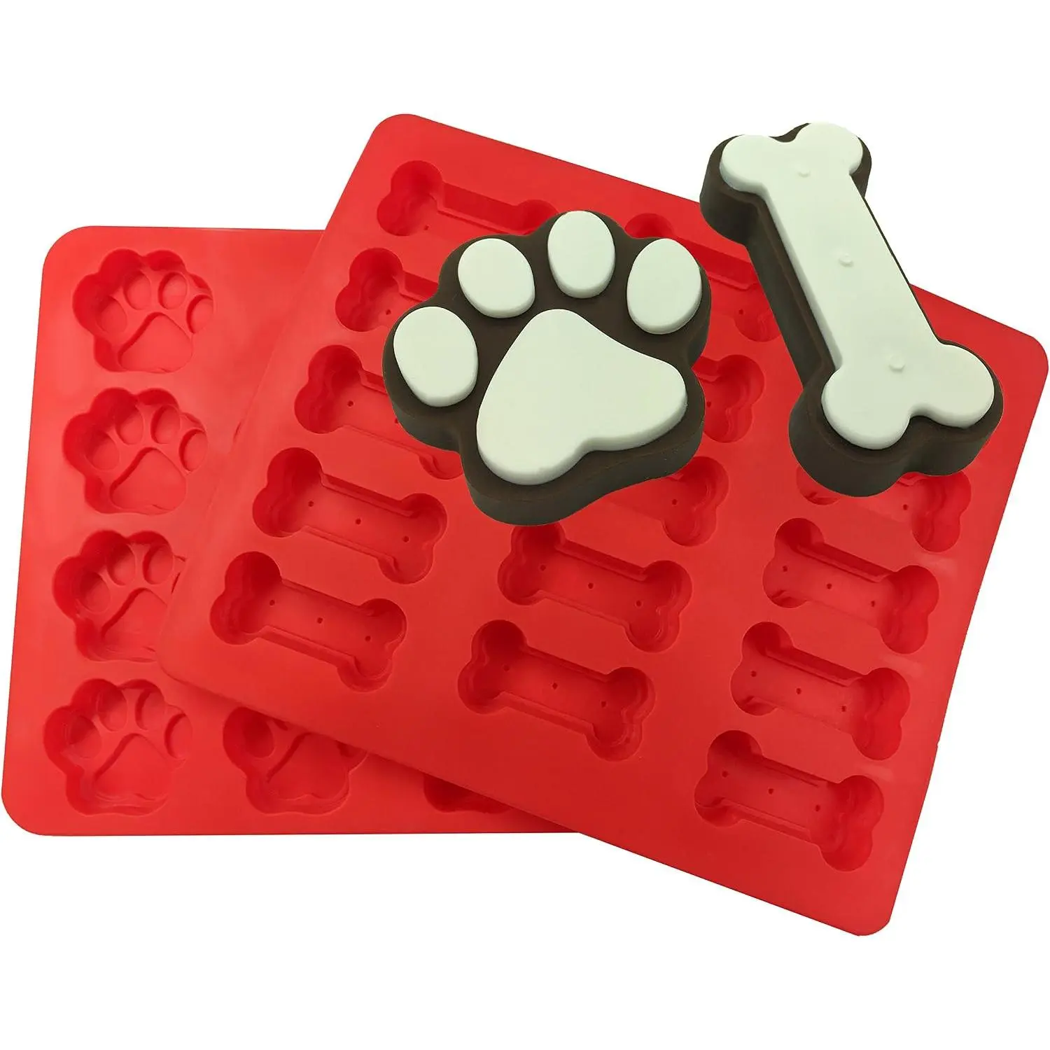 XL Silicone Dog Paw and Bone Mold Combo Pack - For Baking Paws and Bones, Pet Supplies Baking Tool