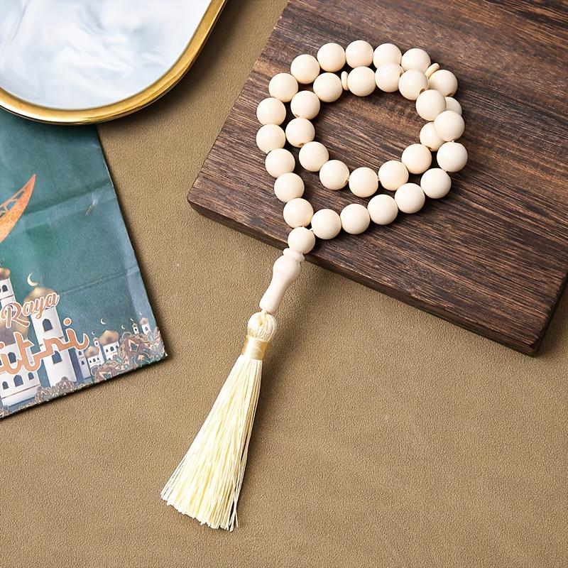 [Large Beads 33pcs] Acrylic Large Beads 33pcs 12mm Wooden Imitation Tassel Prayer Muslim Arabic Bracelet