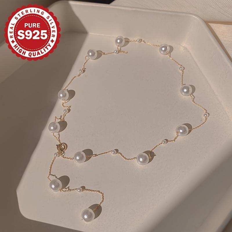 A Necklace Made of Small Shell Pearls, Crafted from S925 Sterling Silver, Offers Four Different Ways to Wear It. It'S Suitable for Parties And Weddings, Exuding a Noble And Elegant Charm, Perfect for High-End Gifts on Thanksgiving And Valentine'S Day.