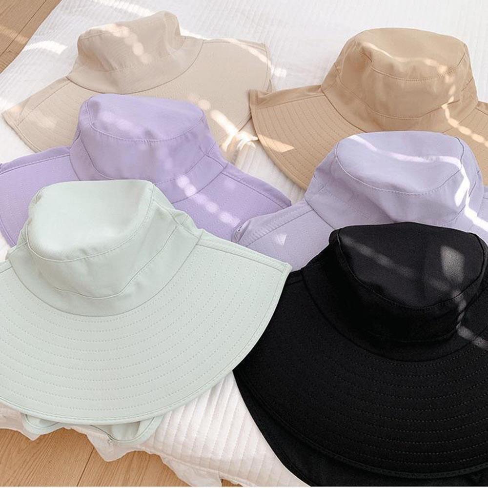 Sunscreen Cap Ponytail Travel Fisherman Hat Wide Brim Sun Hat with Neck Flap Outdoor UV Anti Neck Protection Sun Visors