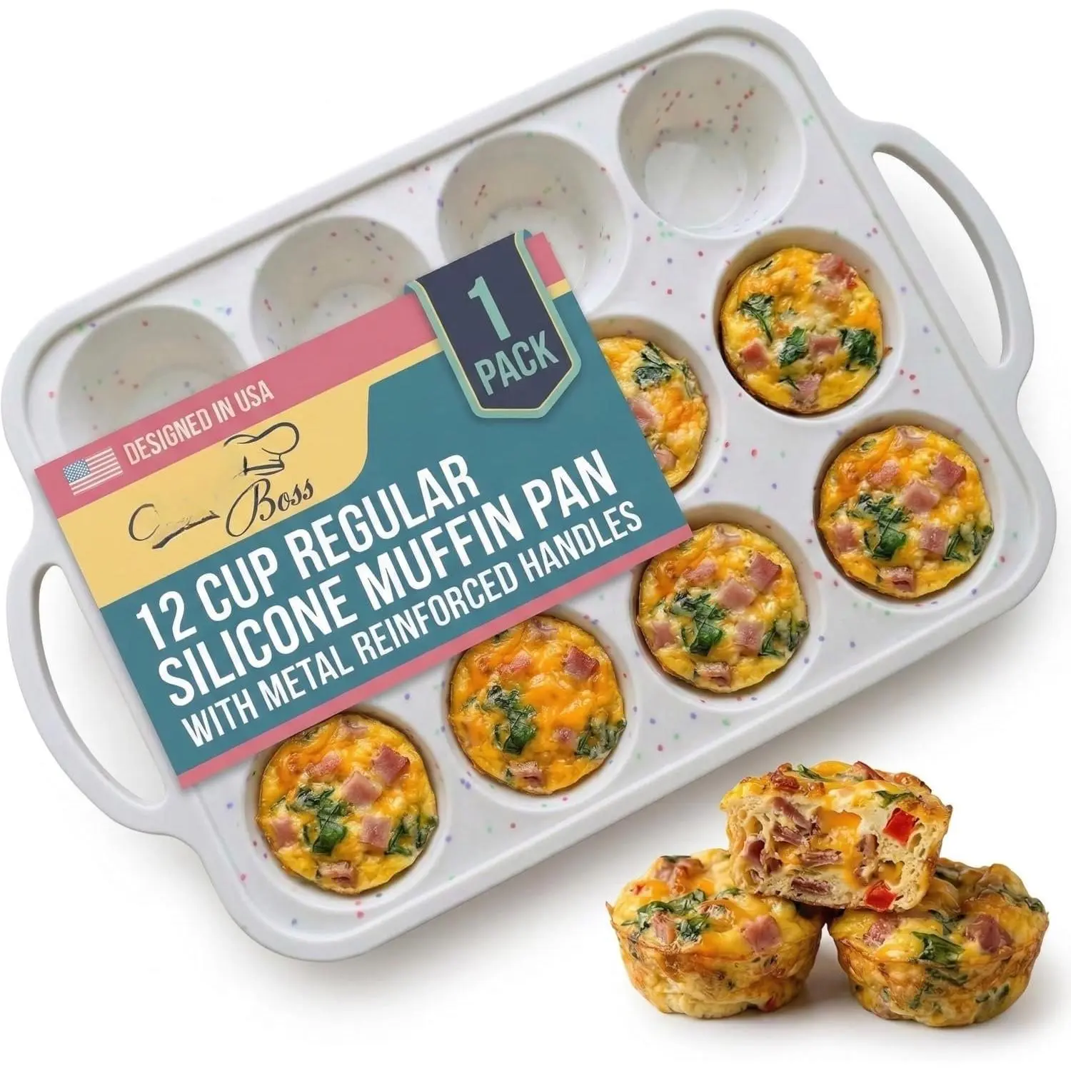 1-Pack -  Muffin Pan for Baking with Metal Reinforced Frame, 12 Cup Regular Size Cupcake Pan,  - Muffin Tray, Cupcake Baking Pan Molds for Oven Dishwasher Safe