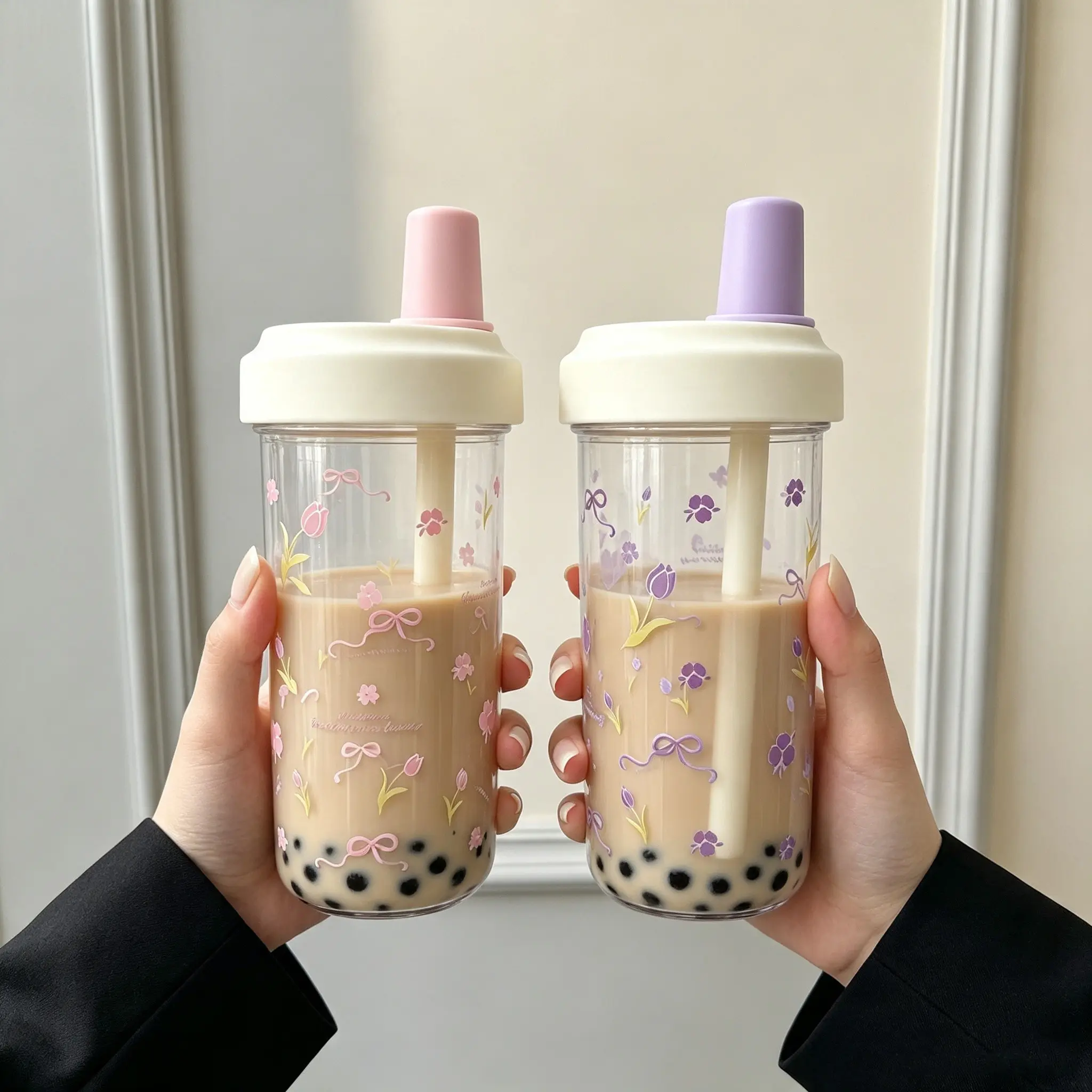 Large Capacity Straw Cup, Transparent Plastic Material, Available in Different Sizes, Suitable for Juice, Milk, Direct Drinking, Simple Design