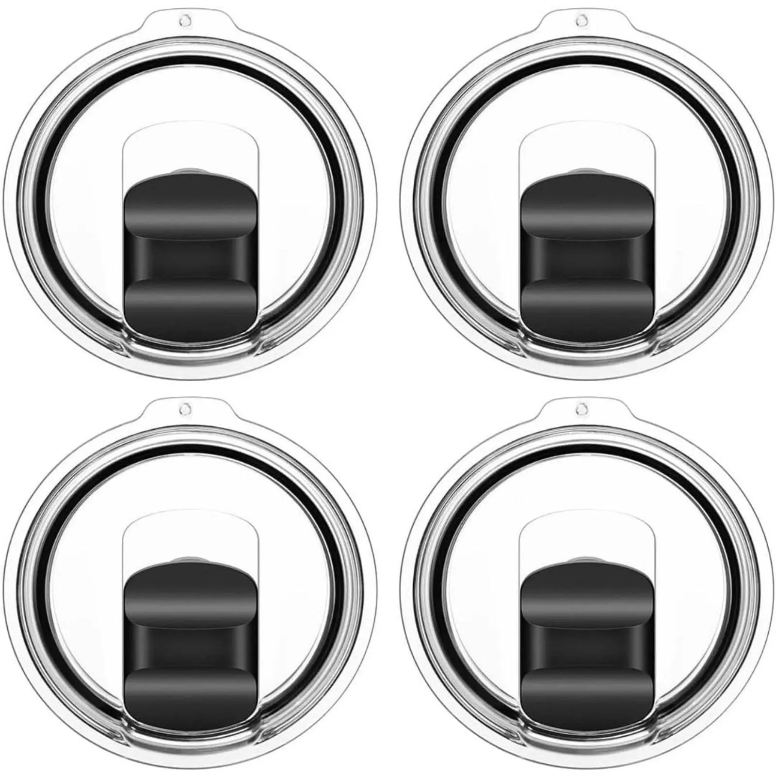 Magnetic Slider Tumbler Lid, 4 Pack Spill Proof Replacement Cup Cover Fit for YETI 30/32oz Tumbler 14oz Mug 35oz Straw Cup, Portable Travel Drink Lid, BPA Free, Set, Transparent