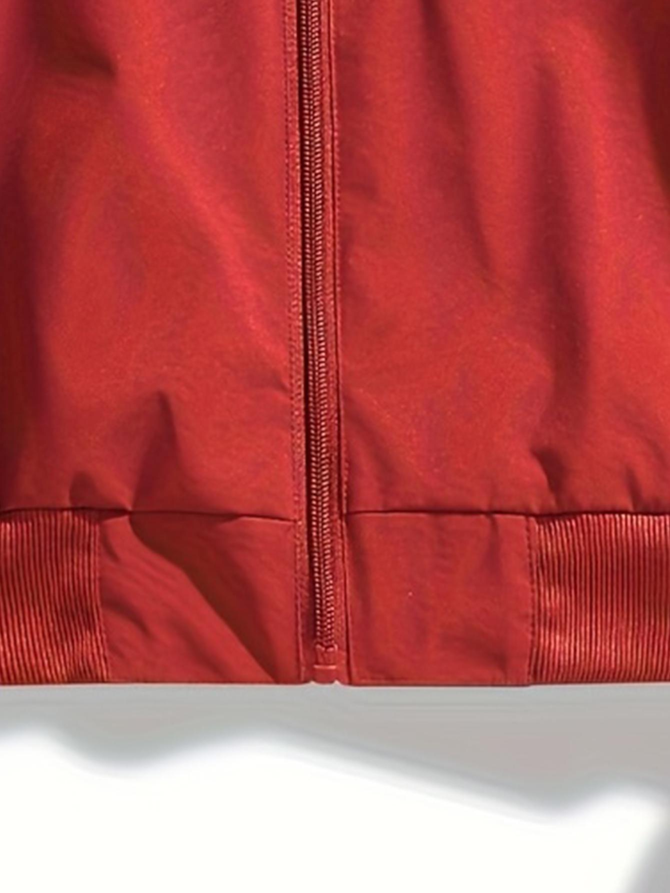 Men's Letter Print Stand collar racing driver Jacket,   Loose Casual Sporty Long Sleeve locomotive Jacket for Fall & Winter, Men's Outerwear for Daily Wear, Casual Fitted Jackets
