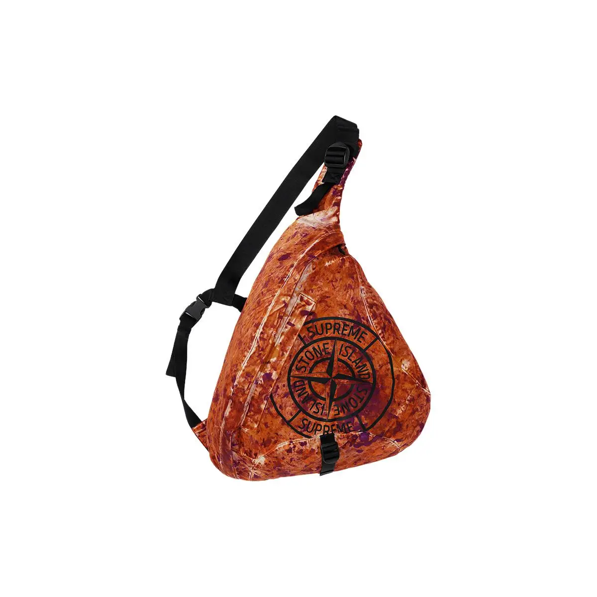 Supreme x Stone Island Vintage Logo Distressed Tie-Dye Nylon Crossbody Bag Unisex Coral