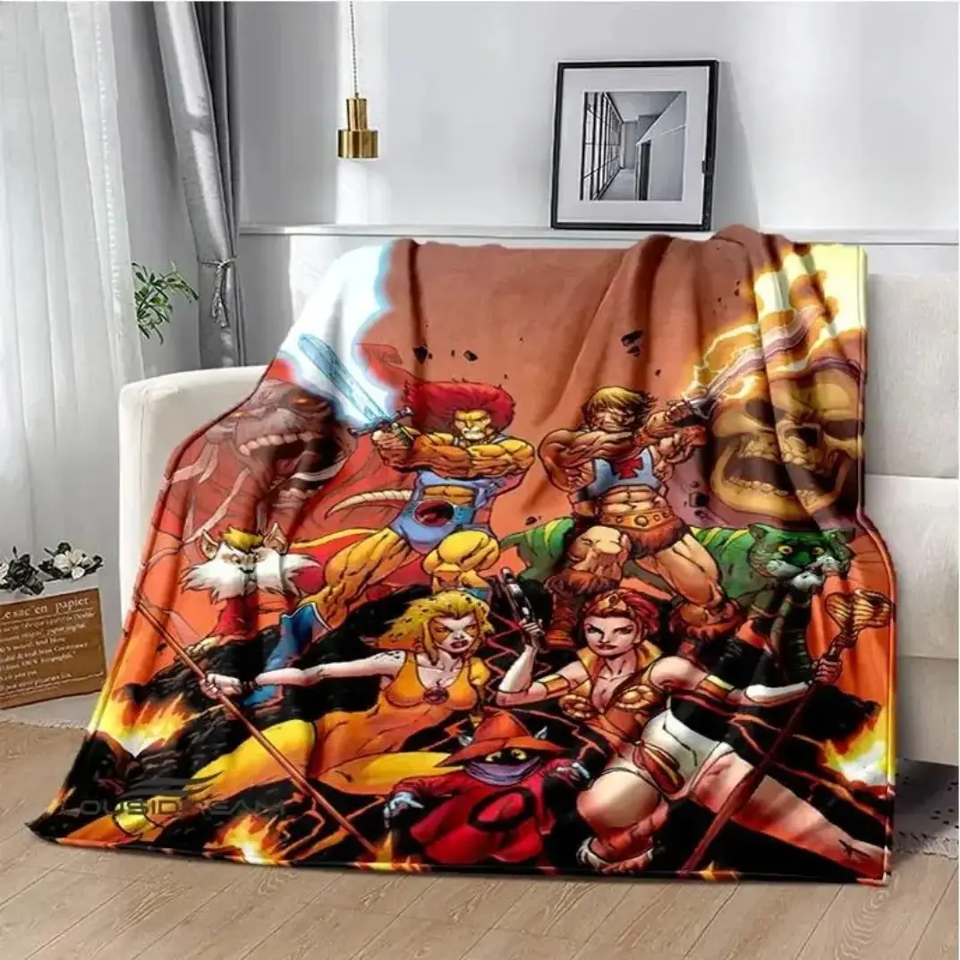 Trending Thundercats Cartoon Printed Flannel Blanket Ultra Soft Cozy Warm Throw Blanket Retro 80s Aesthetic Flannel Bed Couch Sofa Home Decor Picnic Lightweight All Seasons Kids Adult Gift