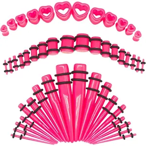 Marsrut 48 PCS Acrylic Gauge Kit Tapers Heart Tunnels Plug 14G-0000G Ear Stretching Set