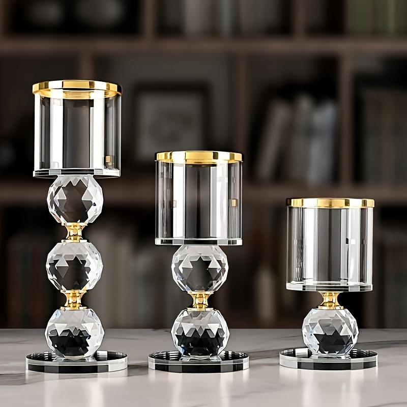 Crystal Candlestick Three-Piece Set-Polished Romantic Theme Table Decoration, Suitable for Dinner, Anniversary, Birthday and Holiday Celebration-Luxury American Candlelight Center Decoration, Suitable for Family and Dining Table