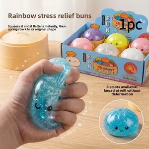 Blind Box 2026 New Glitter Dumpling Squishy with Steamer Box, Soft Sensory Fidget Steamed Bun Squeeze Toy for Adult Stress & Anxiety Relief
