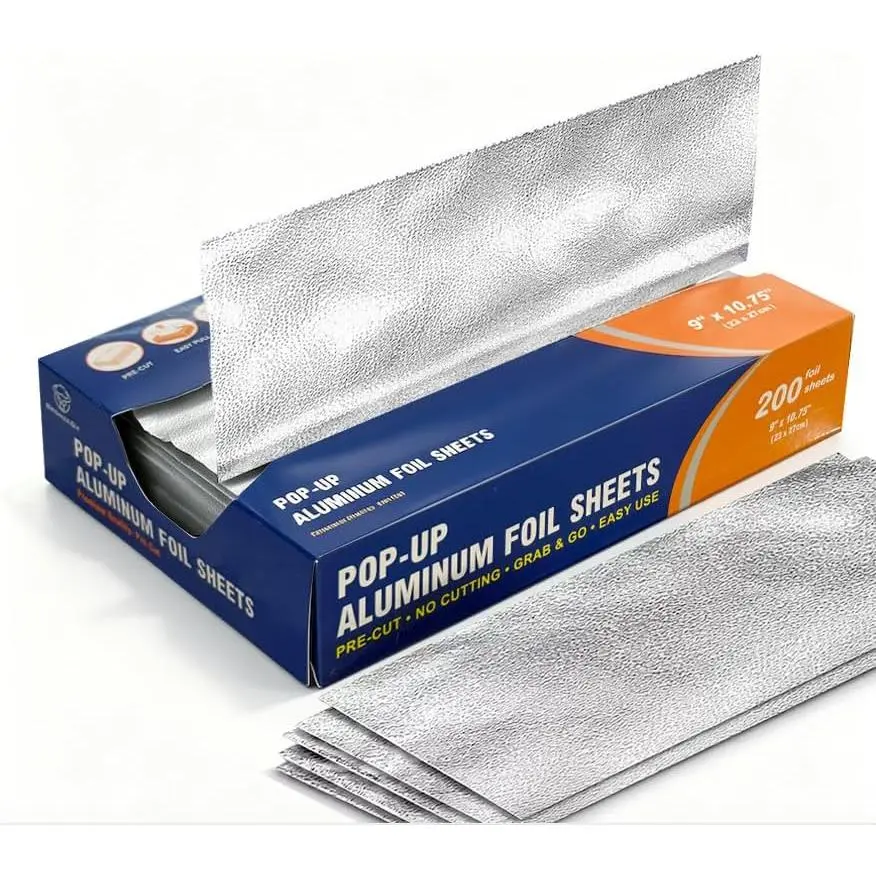 Foil Sheets Pre Cut Pop Up, 9 x 10.75 Inches, 200 Sheets, Disposable Foil Wraps for , Sandwiches, BBQ, Kitchen Use,  Service –