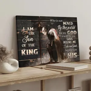 1 Count wooden frame canvas, "King's Faithful Guard: The Posture of Faith with God as Shield" poster, fashionable family poster, exquisite bedroom mural, modern art decoration, suitable for corridor wall decoration, ideal gift, waterproof, printing