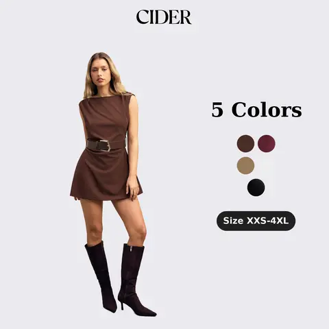 Cider Napoleonic Core Boat Neck Ruched Belted A-line Mini Dress Napoleon