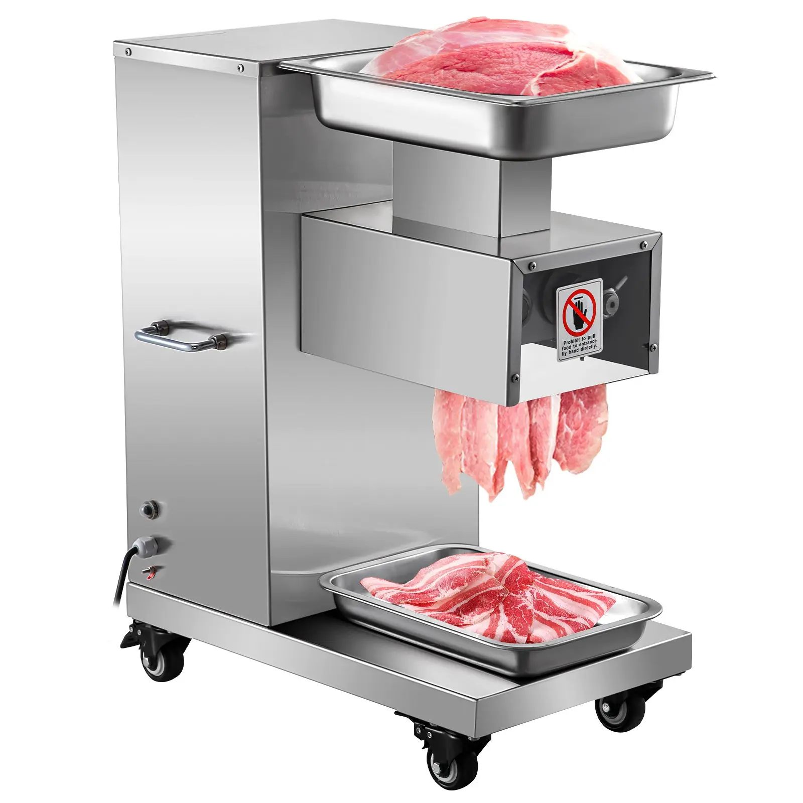 【DealsForYouDays】VEVOR 110V Commercial Meat Cutter Machine 1100LB/H Electric Meat Cutting Machine 750W Commercial Meat Slicer 3mm Blade Restaurant Food Slicer Stainless Steel For Kitchen Restaurant Supermarket