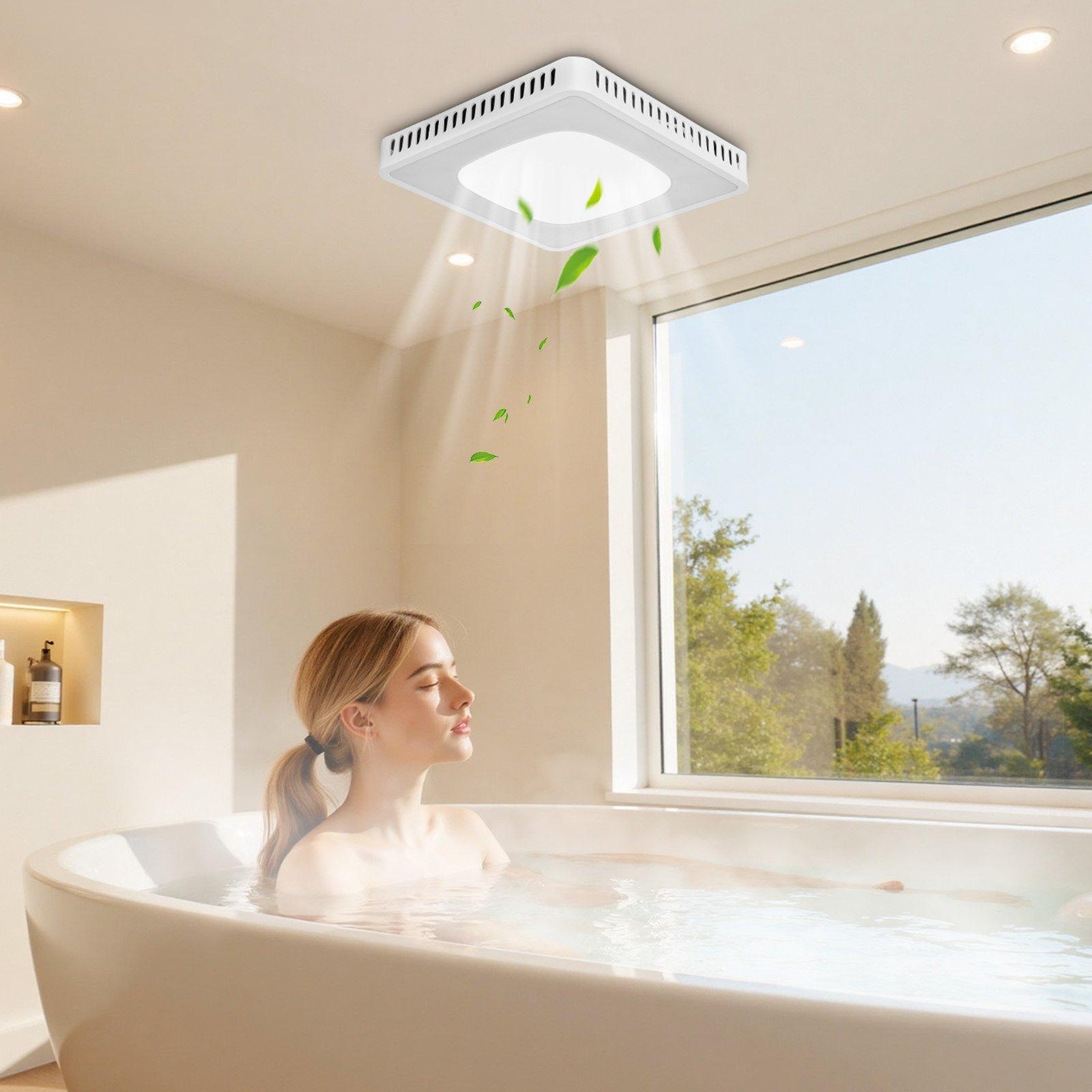 VEVOR Bathroom Exhaust Fan, 80-110-130 CFM Bathroom Vent with Seven Colors RGB Lights, 1.5 Sones Low-Noise, Premium DC Motor Ceiling Fan for KTV Laundry Room, Storage Room, Ventilation, White