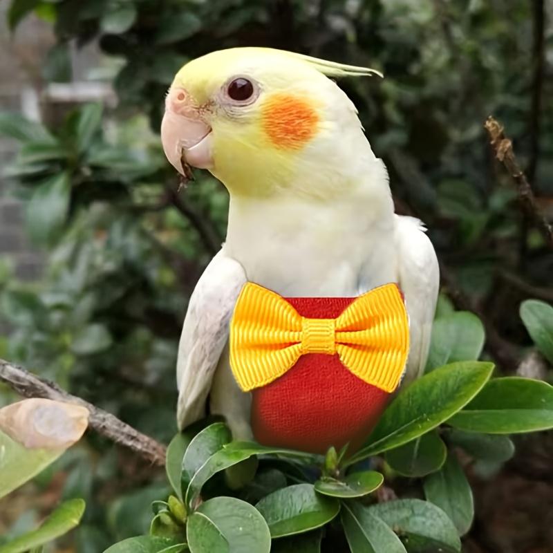 1pc Adorable Parrot Flight Suit with Bow Tie & Bunny Ears - Polyester Diaper Pouch for Medium to Large Birds, Comfortable Pet Bird Clothing, Bird Diaper Cover | Stylish Bird Clothing | Durable Pet Attire