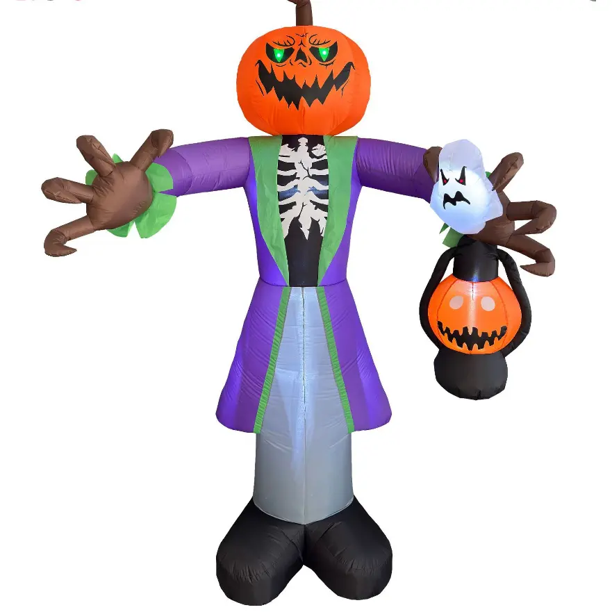 7.5 FT Halloween Pumpkin Inflatable Outdoor Decoration with 7 Light-Up Jack-O’-Lanterns, Built-In Blower, Stakes & Ropes, Pumpkin Patch Yard Decor for Lawn, Porch, Garden, Fall, Thanksgiving & Parties