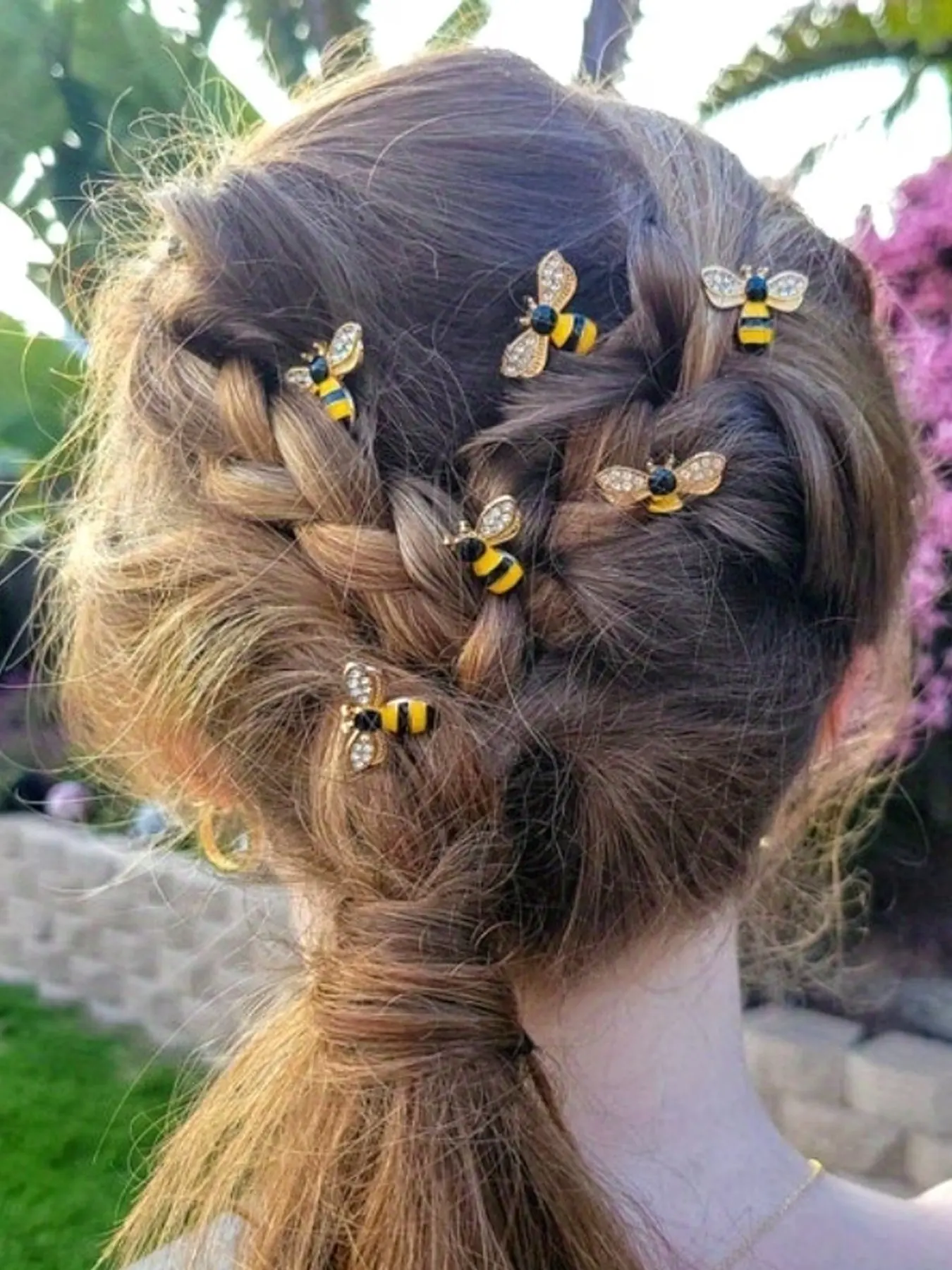 6pcs Cute and Elegant Bee Hair Clips, Imitation Crystal-Porcelain Glaze, Fashion Hair Accessories Decorative Hair Clips Wedding Hair Decor for Ball, Wedding, Daily Wear