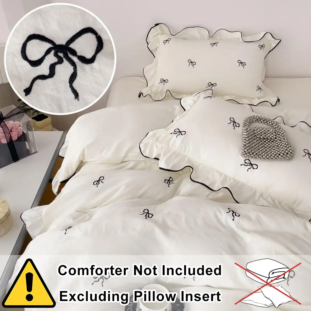 Washable Fabric 2/3 Piece Duvet Cover Set, Theme Bedding Set, Includes 1 Duvet Cover and 1 or 2 Pillowcases, Butterfly Embroidery Bedding, All Seasons, Gift Ready